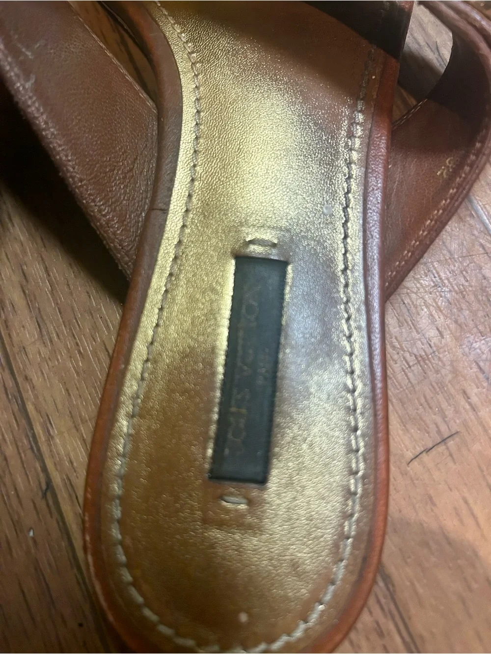 Louis Vuitton Brown Leather Thong Sandals with Gold Accent
